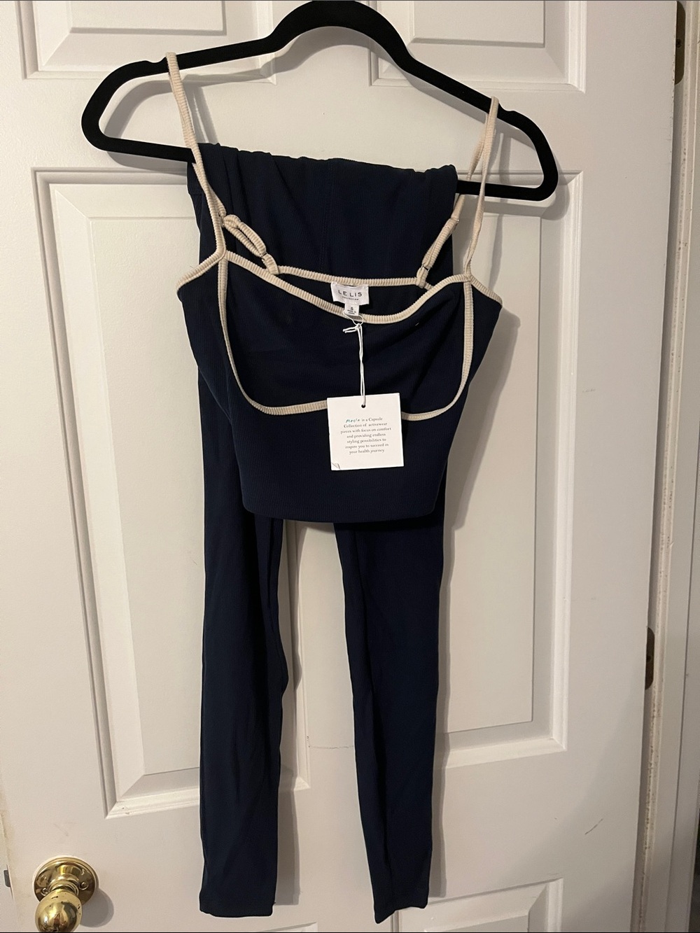 Le Lis Navy Jumpsuit with Cream Trim